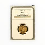 1881-S $5 Liberty Gold Half Eagle MS-65 NGC