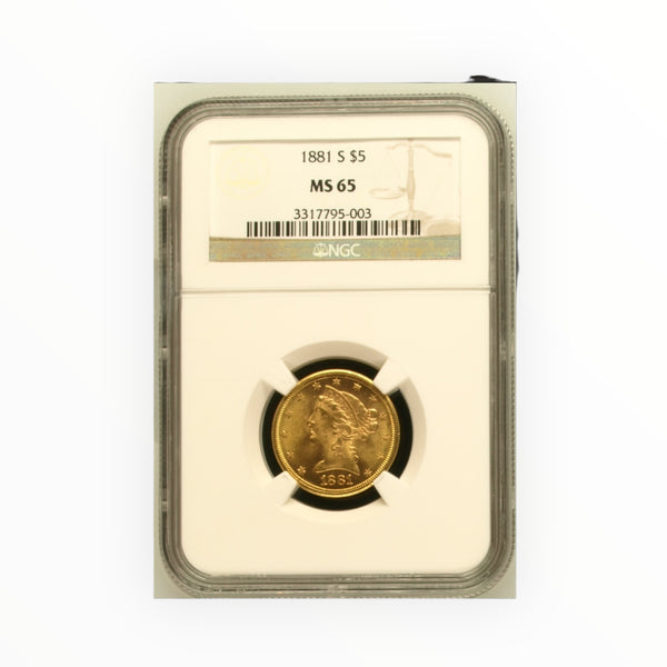 1881-S $5 Liberty Gold Half Eagle MS-65 NGC