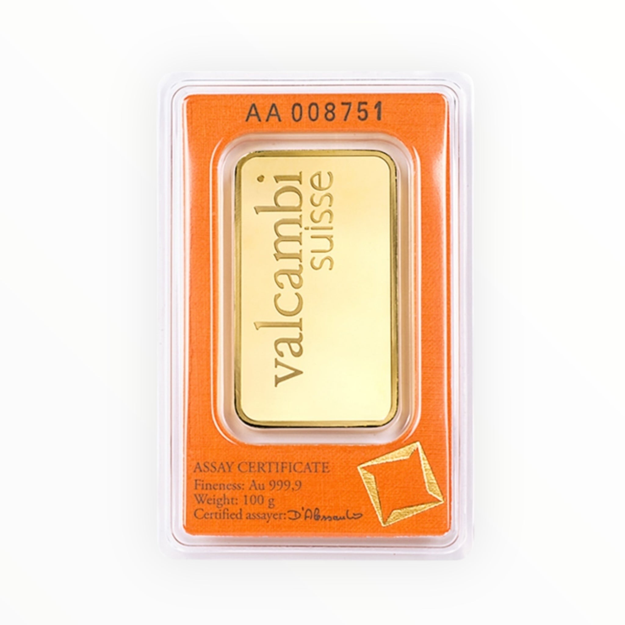 100 gram Gold Bar - Valcambi (In Assay)
