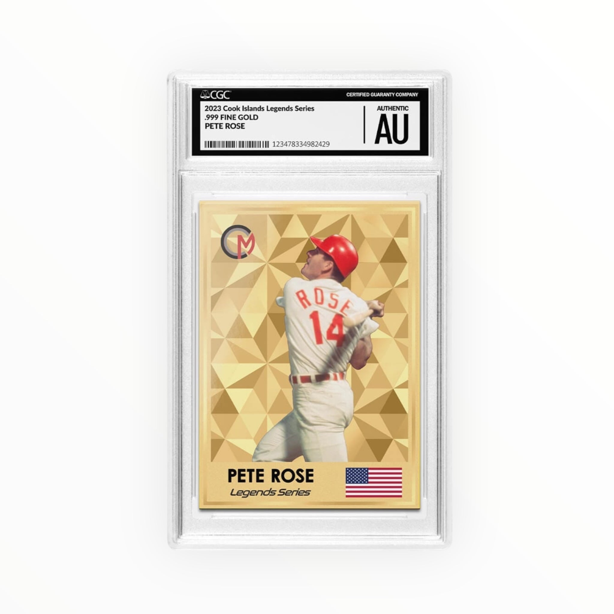 Pete Rose 2023 Exclusive Solid Gold Legal Tender Trading Coin Featuring Cosmos Mint Hits Chase Cards- Limited to 500