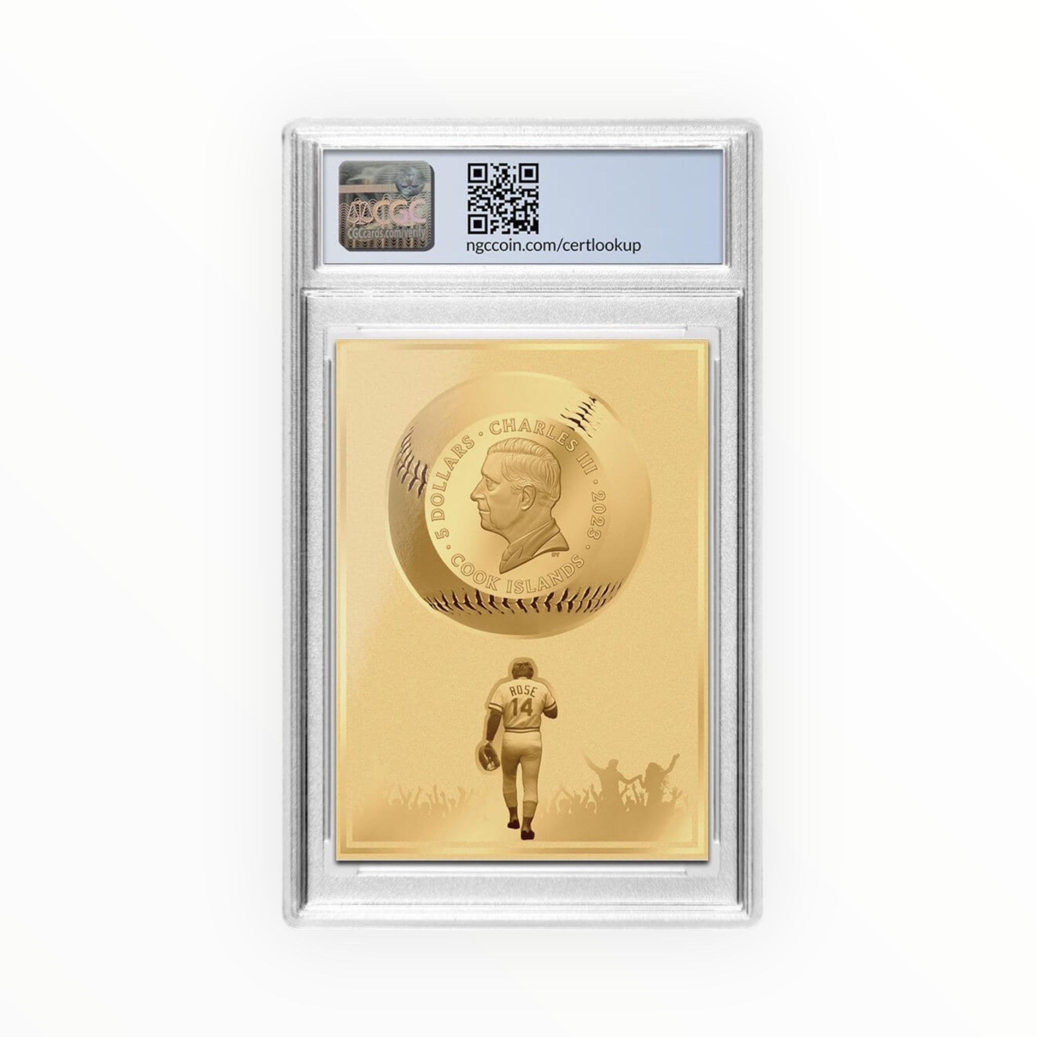 Pete Rose 2023 Exclusive Solid Gold Legal Tender Trading Coin Featuring Cosmos Mint Hits Chase Cards- Limited to 500