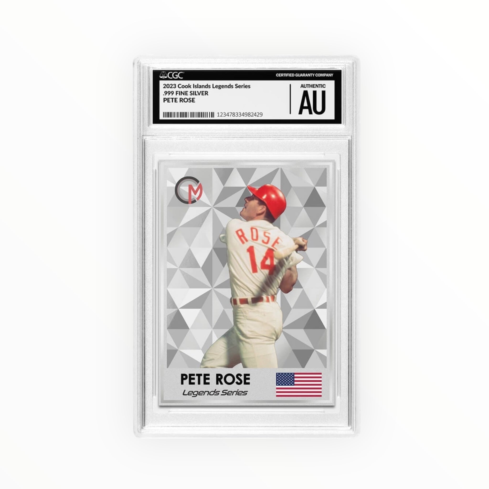 Pete Rose 2023 Exclusive Pure Silver Legal Tender Trading Coin Featuring Cosmos Mint Hits Chase Cards – Limited to 1000