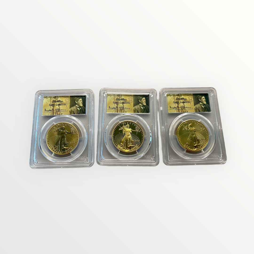 2006-W 3-Coin American Gold Eagle Anniversary Set PCGS-70 Augustus Saint Gaudens Label