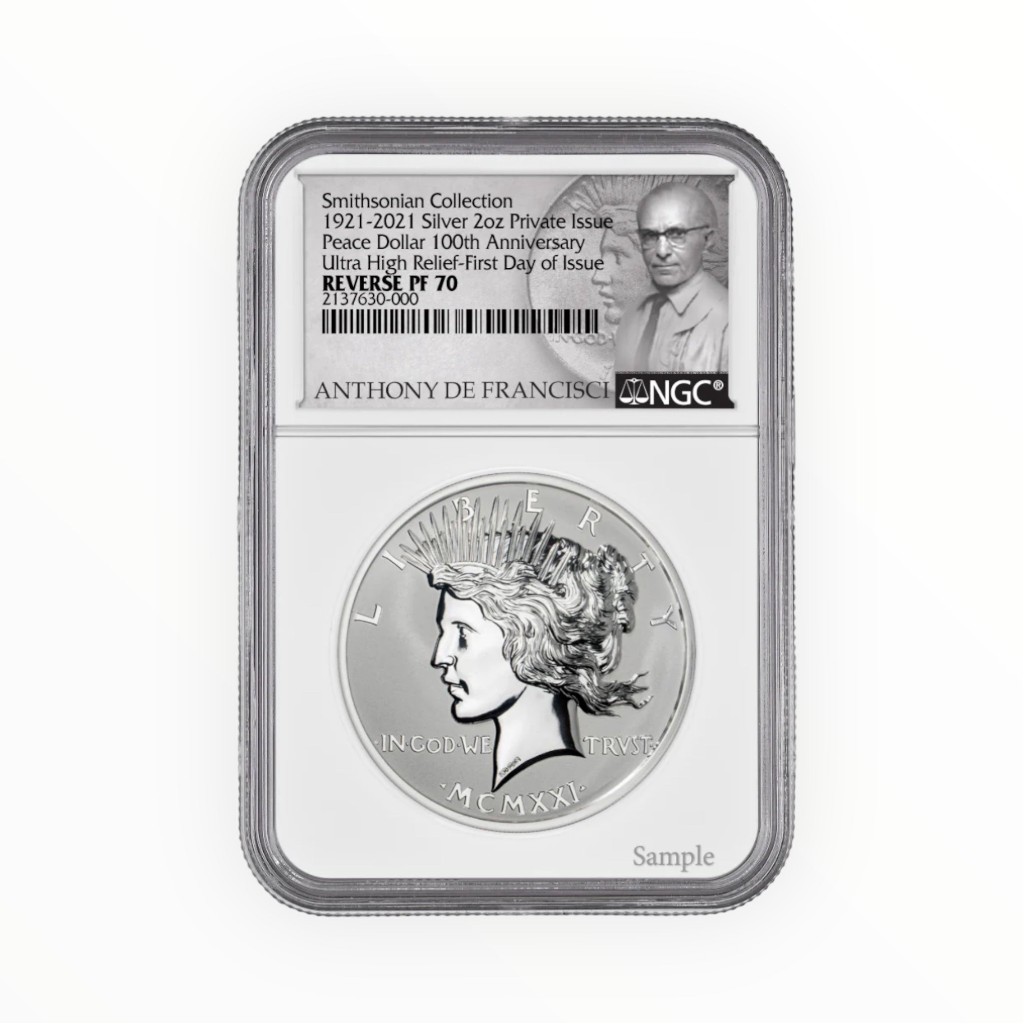 2021 Smithsonian Peace Dollar 100th Anniversary UHR 2oz Silver NGC Rev PF70