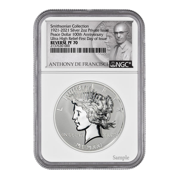 2021 Smithsonian Peace Dollar 100th Anniversary UHR 2oz Silver NGC Rev PF70